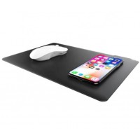 ultra thin custom PU leather usb port LED indicator light qi wireless charging mouse pad mat