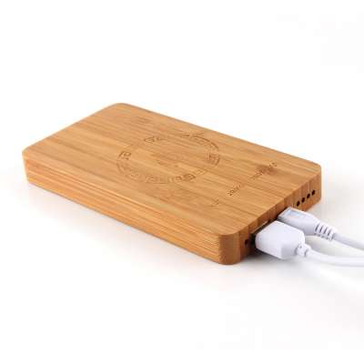 Portable wireless charging wooden geometry shape power banks